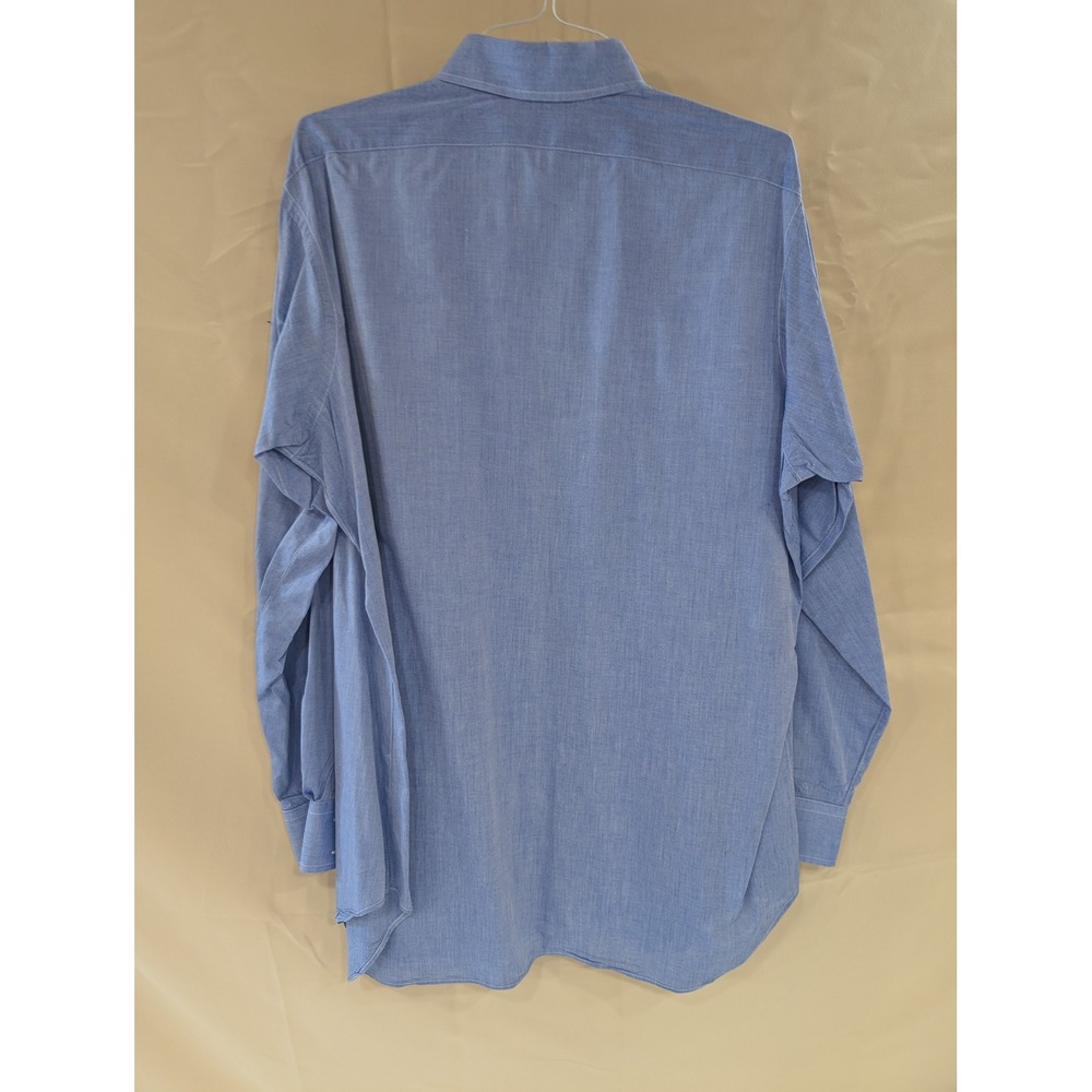 Tom James Mens Blue Custom Tailored Long Sleeve Dress Shirt Button Down 17" Neck - Picture 8 of 8